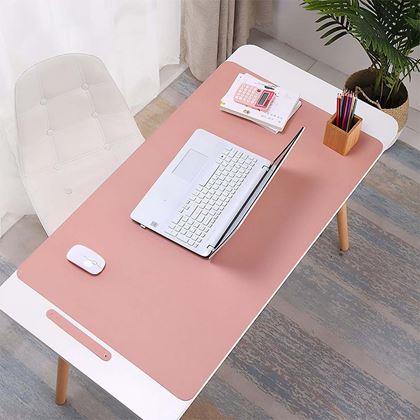 Obrazek z Premiumowa podkładka pod mysz i klawiaturę ze skóry ekologicznej 80x40 cm - różowy