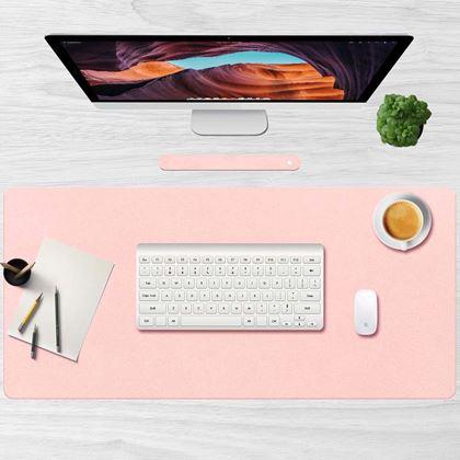 Obrazek z Premiumowa podkładka pod mysz i klawiaturę ze skóry ekologicznej 80x40 cm - różowy