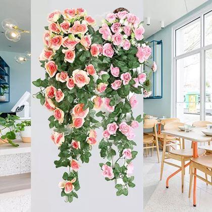 Obrazek z Sztuczna zwisająca roślina 90 cm - różowo-pomarańczowy