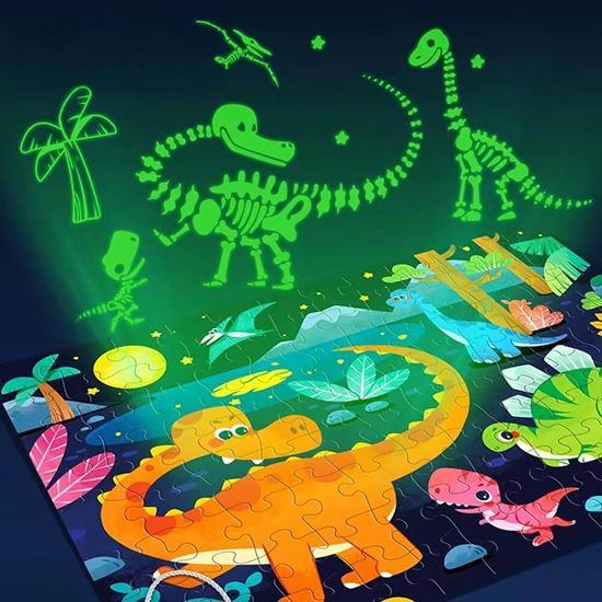 Obrazek z Świecące w ciemności puzzle dla dzieci 96 elementów - dinozaury