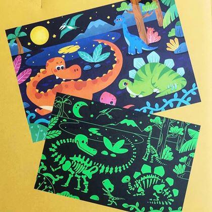 Obrazek z Świecące w ciemności puzzle dla dzieci 96 elementów - dinozaury