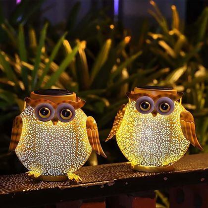 Obrazek z Solarna lampa ogrodowa LED - sowa