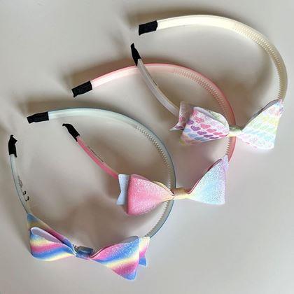 Obrazek z Błyszcząca opaska z kokardką  -  serduszkowa