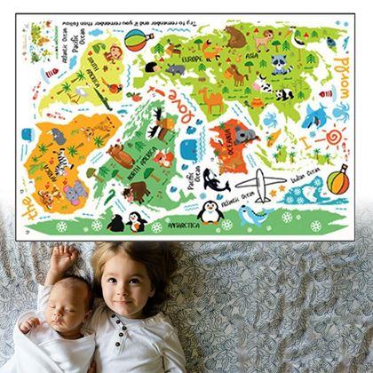 Obrazek z Naklejka na ścianę – mapa świata dla dzieci