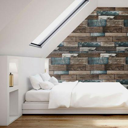 Obrazek z 3D tapeta drewno - kolorowe