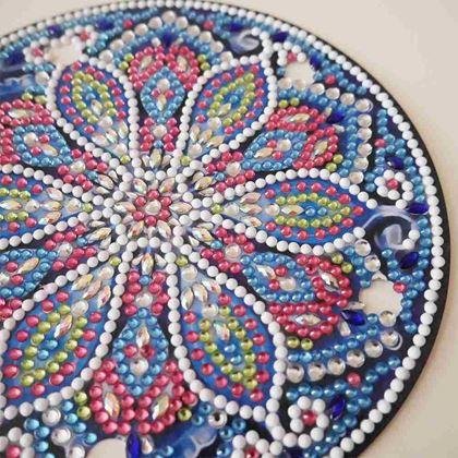 Obrazek z Diamentowe malowanie - lampa LED mandala - niebiesko -  fioletowa