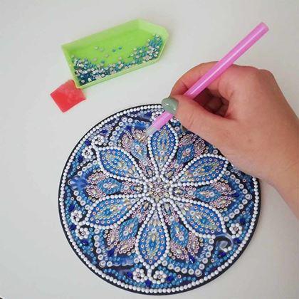 Obrazek z Diamentowe malowanie - lampa LED mandala - niebiesko -  fioletowa