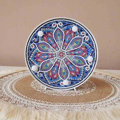 Obrazek z Diamentowe malowanie - lampa LED mandala - niebiesko -  fioletowa