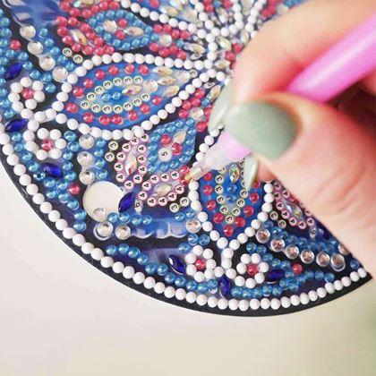 Obrazek z Diamentowe malowanie - lampa LED mandala - niebiesko -  fioletowa