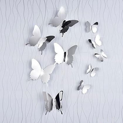 Obrazek z Lustro motyl 12 szt. - srebrny