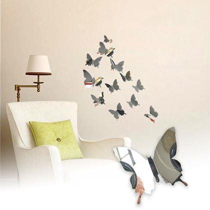 Obrazek z Lustro motyl 12 szt. - srebrny