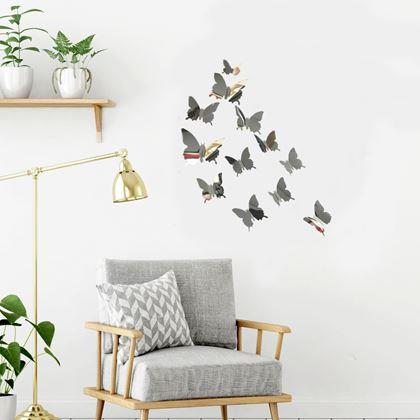Obrazek z Lustro motyl 12 szt. - srebrny
