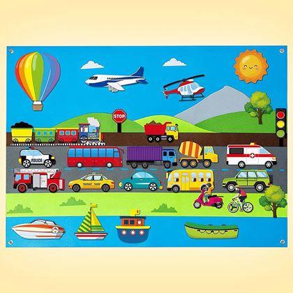 Obrazek z Filcowa tablica edukacyjna dla dzieci - środki transportu