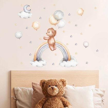 Obrazek z Naklejki na ścianę - miś z balonkami