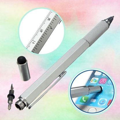 Obraz Wielofunkcyjny długopis 6w1: długopis, stylus, linijka, poziomica, 2x śrubokręt