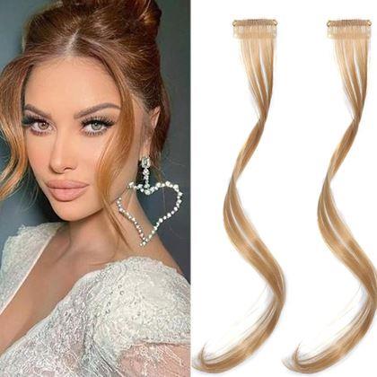Obrazek z Dopinka na włosy z klipsem pasemka - ciemny blond