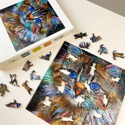 Obrazek z Drewniane puzzle z kotami - pręgowany kot