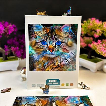 Obrazek z Drewniane puzzle z kotami - pręgowany kot