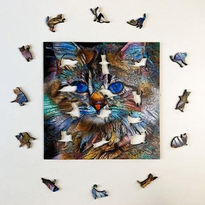 Obrazek z Drewniane puzzle z kotami - pręgowany kot