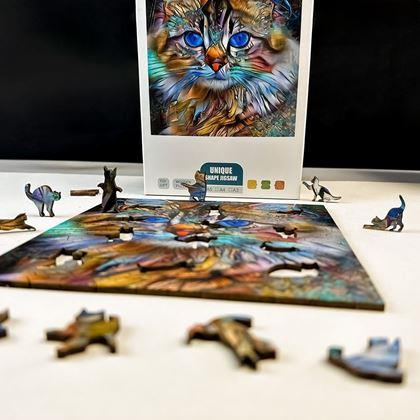 Obrazek z Drewniane puzzle z kotami - pręgowany kot