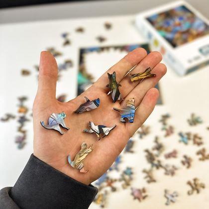 Obrazek z Drewniane puzzle z kotami - pręgowany kot