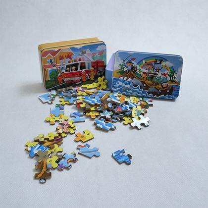 Obrazek z Puzzle dla dzieci w blaszanym pudełku  -  straż pożarna