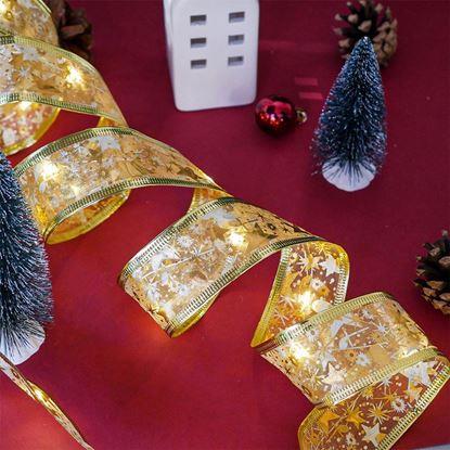 Obraz Świecąca wstążka świąteczna 5 m – złota