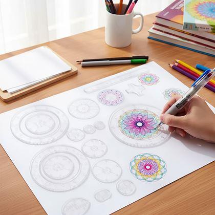 Obrazek z Zestaw szablonów do rysowania - spirograf