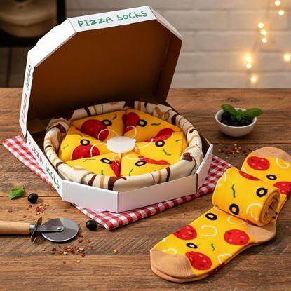 Obraz Zestaw 4 par skarpetek - pizza