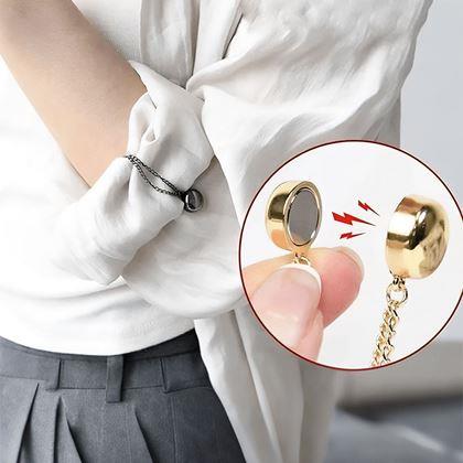 Obrazek z Magnetyczna klamra do skracania nogawek z łańcuszkiem – srebrna
