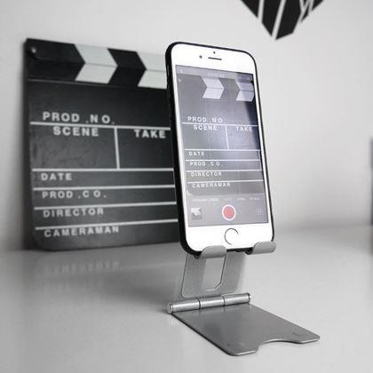 Obrazek z Metalowy uchwyt na telefon - srebrny