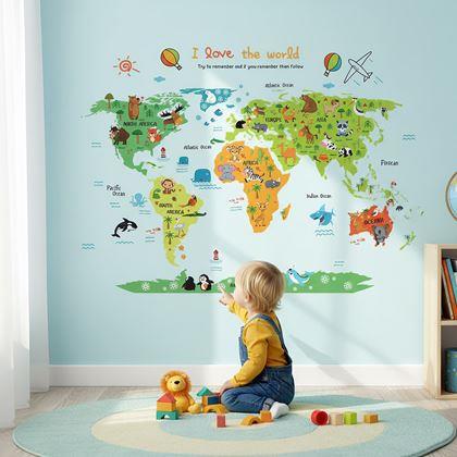 Obrazek z Naklejka na ścianę – mapa świata dla dzieci