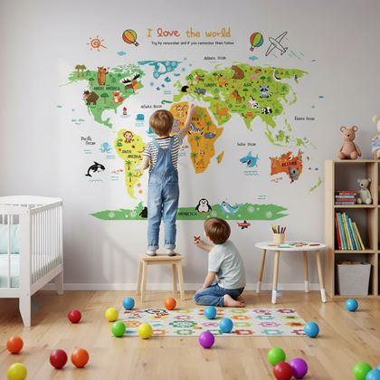 Obrazek z Naklejka na ścianę – mapa świata dla dzieci