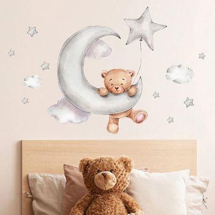 Obrazek z Naklejki na ścianę miś - na nagietku