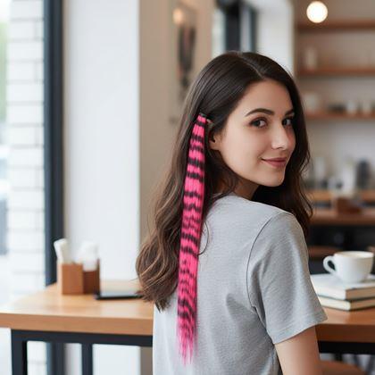 Obrazek z Kolorowy pasemko clip in 45 cm, ogon szopa -  różowy