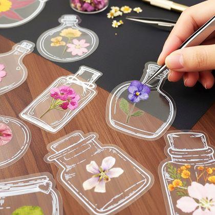Obrazek z DIY herbarium - naklejki z suszonych kwiatów