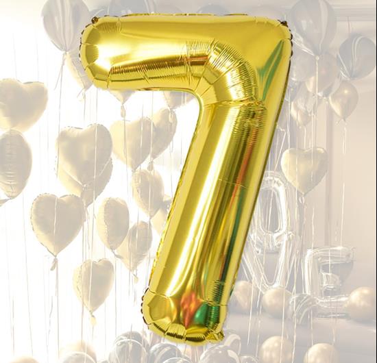 Obrazek z Maxi balon 100 cm złota cyfra - 7