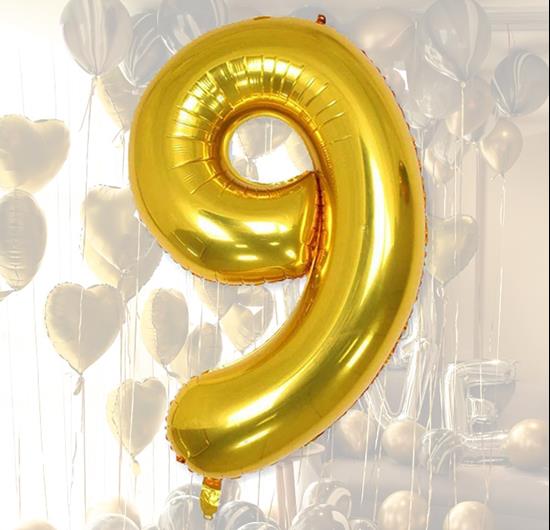 Obrazek z Maxi balon 100 cm złota cyfra - 9