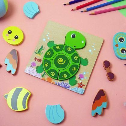 Obrazek z Drewniane puzzle dla najmniejszych  -  żółwik