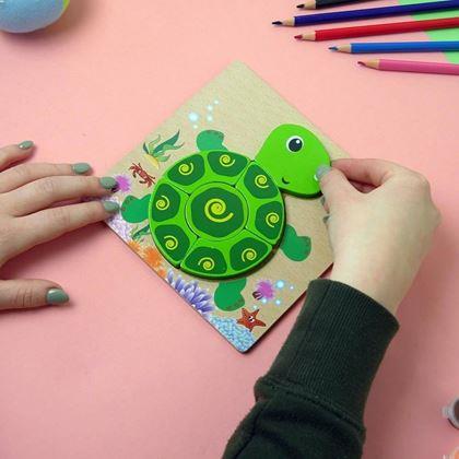 Obrazek z Drewniane puzzle dla najmniejszych  -  żółwik