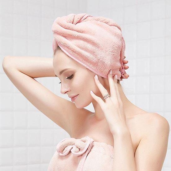 Obrazek z Szybkoschnący turban do włosów - różowy