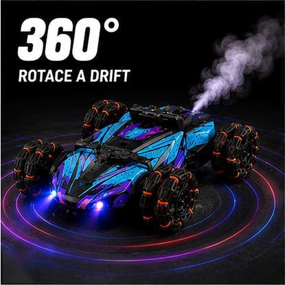 Obraz RC sportowy samochód transformujący na pilot – obrót 360°, efekty LED i dymne