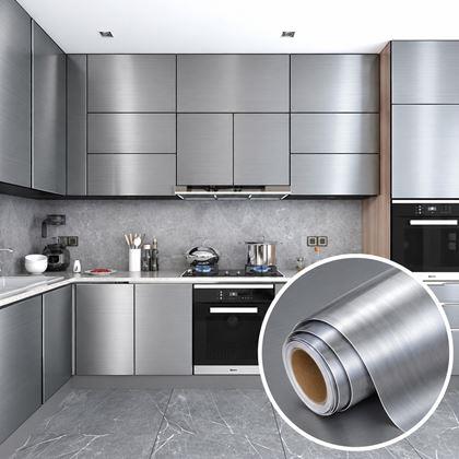 Obrazek z Samoprzylepna metaliczna tapeta, 60 cm x 2 m – Srebrna